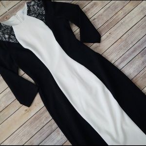 NY&CO Black/White Midi Sheath Dress